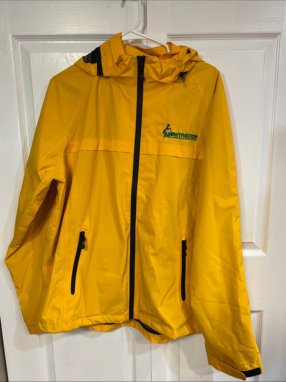 Port Authority Bright Yellow Hooded Raincoat with Black Accents